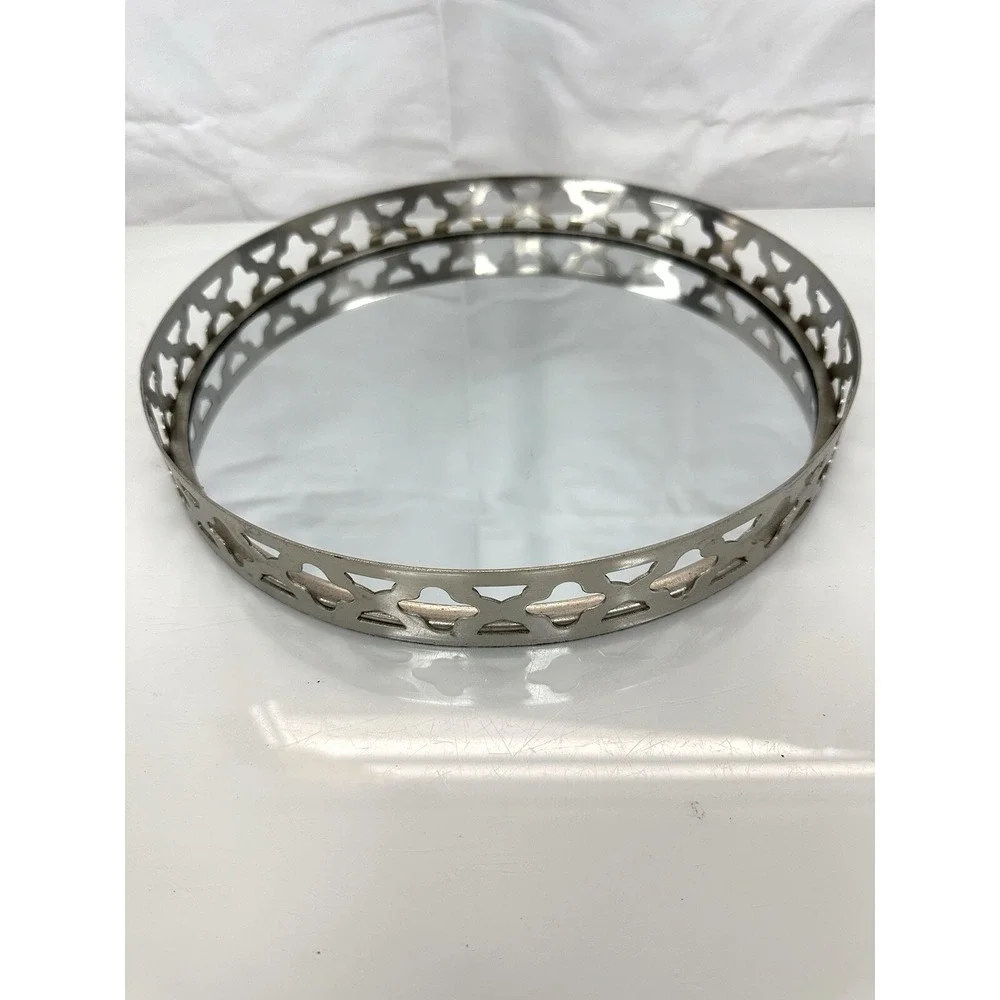 Round Brass Mirror Vanity Tray